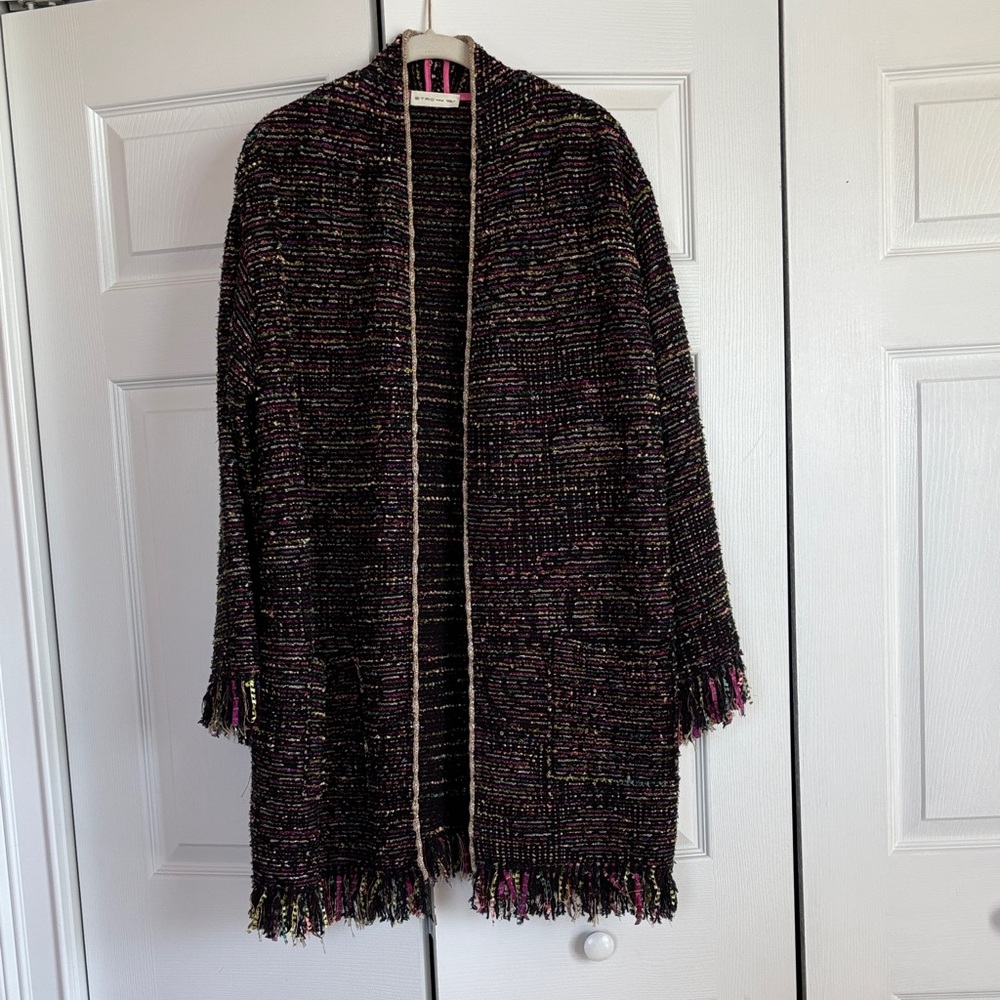 Etro Metallic Textured Knit Cardigan - Black with Multicolor Flecks
